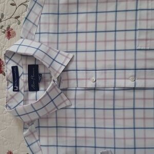 Alan Flusser Men's 17 1/2 Button Down Dress Shirt With Lifetime Collar